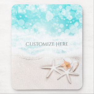 White Sandy Beach Starfish Blue Ocean Tropical Mouse Pad