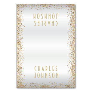 White Satin  and Gold Confetti  - Place Cards