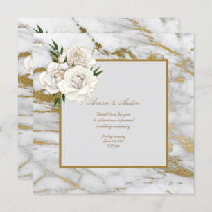  White Satin Roses Informal Wedding Invitation