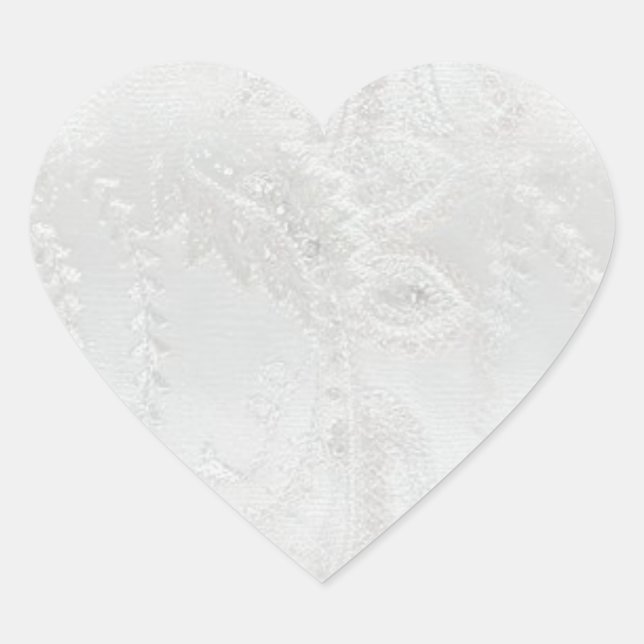 White Satin Wedding Heart Sticker (Front)
