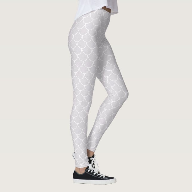 White Scalloped Mermaid Scale Pattern Leggings (Right)