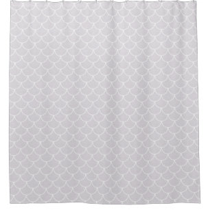 White Scalloped Mermaid Scale Pattern Shower Curtain