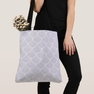 White Scalloped Mermaid Scale Pattern Tote Bag