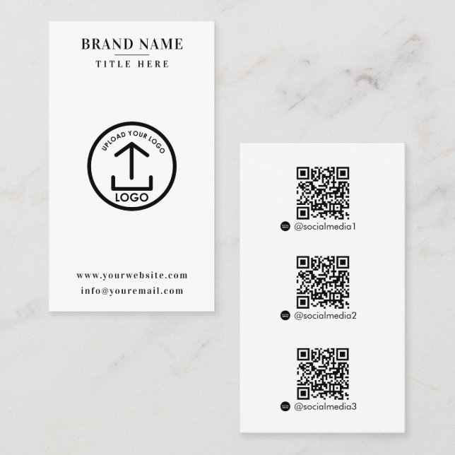 White Scannable Digital Contact QR Code Logo Business Card (Front/Back)