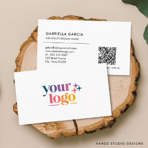 White Scannable QR Code Logo Minimal Business Card