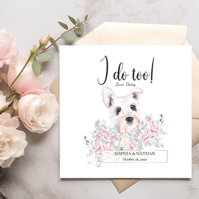 White Schnauzer Dog Wedding Cocktail Napkins (Creator Uploaded)