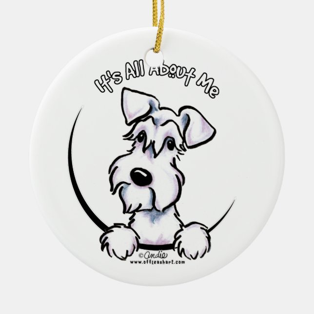 White Schnauzer IAAM Ceramic Tree Decoration (Front)