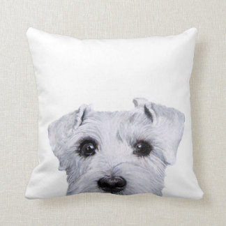 White Schnauzer, original painting and design Cushion