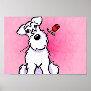 White Schnauzer Sweetheart Pink Off-Leash Art™ Poster