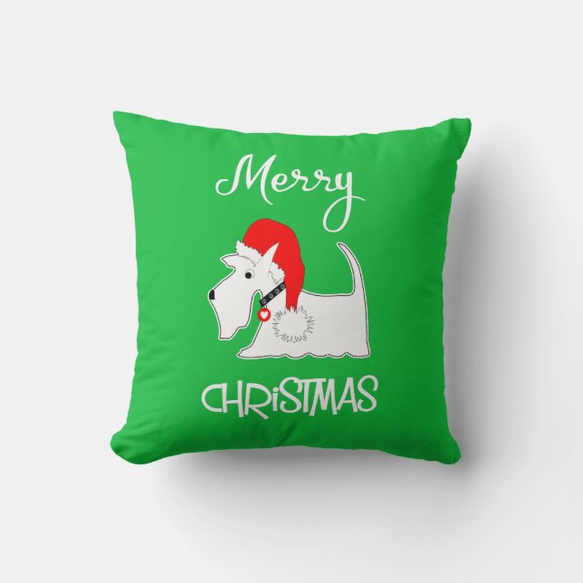 White Scottie Dog Cute Festive Dog Lovers Cushion (Front)
