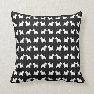 White Scottie Dog Twin Silhouettes Animal Pattern Cushion