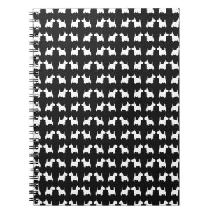 White Scottie Dog Twin Silhouettes Tile Pattern Notebook