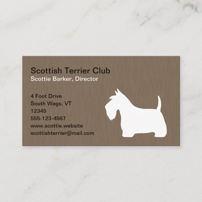 White Scottish Terrier Silhouette | Scottie Dog Bu Business Card (Front)