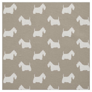 White Scottish Terrier Silhouettes Pattern Fabric