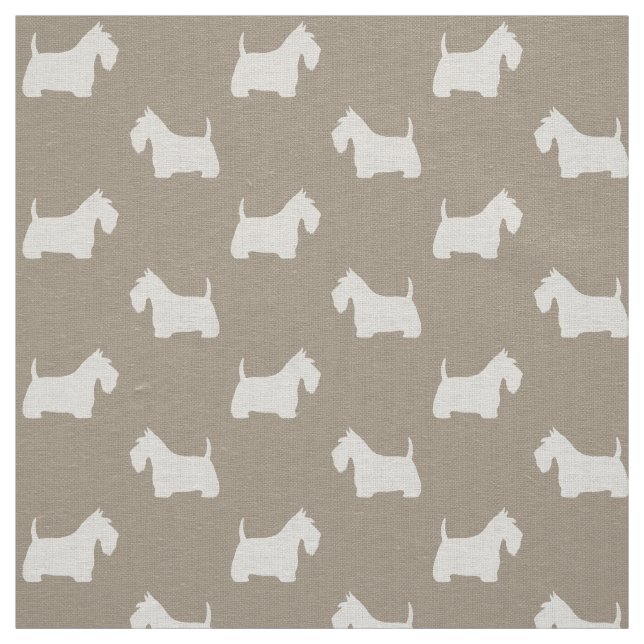 White Scottish Terrier Silhouettes | Scottie Dogs Fabric (Swatch)