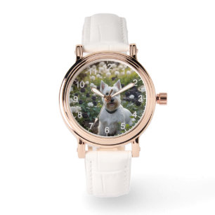 White Scottish Terrier With Black White Roses, Watch
