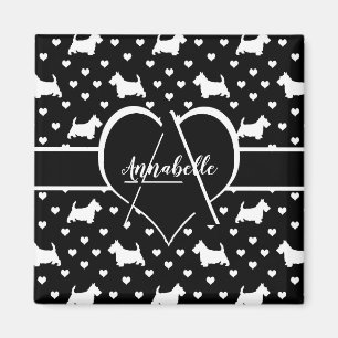 White Scottish Terriers (Scottie Dogs) - Black Magnet