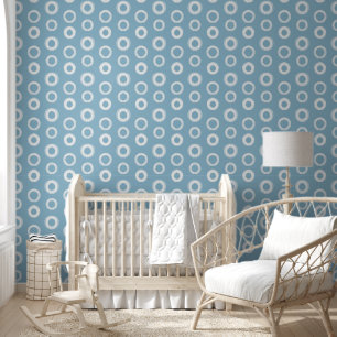 White Scribble Polka Dots Cute Pretty Dusty Blue Wallpaper