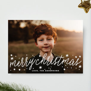 White Script Big Photo Merry Christmas Card