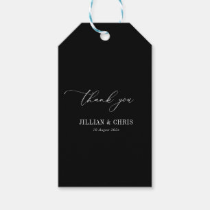 white script black wedding gift tags