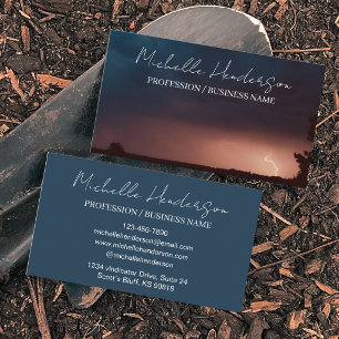 White Script Elegant Storm scape background Business Card