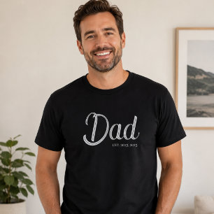 White Script Established Dad T-Shirt