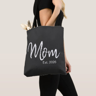 White Script Established Mom Tote Bag