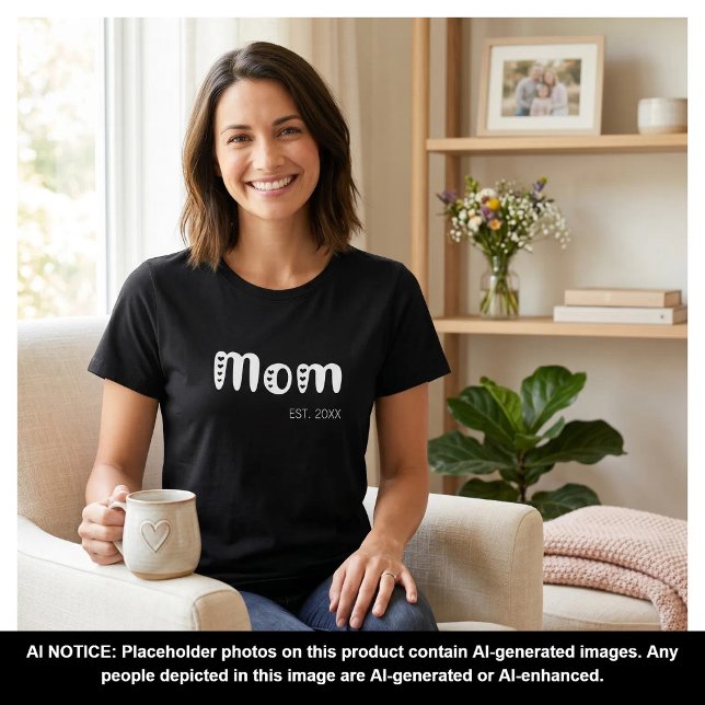 White Script Established Mum Cute Hearts T-Shirt (Creator Uploaded)