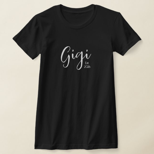 White Script Gigi Established  T-Shirt (Laydown)