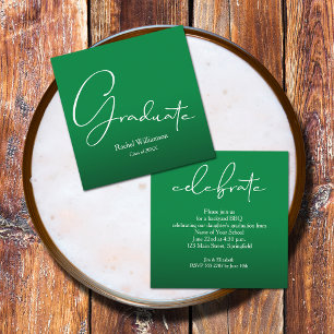 White Script Graduate Green Party Enclosure Card