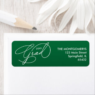 White Script Graduation Dark Green Return Address