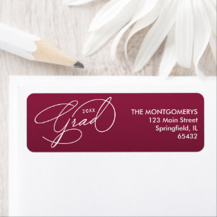White Script Graduation Maroon Return Address