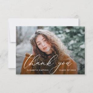 white script graduation thank you photo card