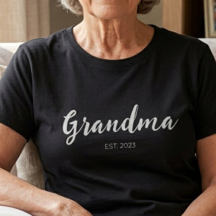White Script Grandma Established Black T-Shirt