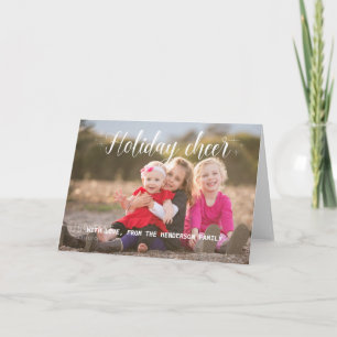 White Script Holiday Cheer Photo Greeting Card