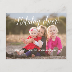 White Script Holiday Cheer Photo Postcard