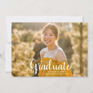White Script Modern Graduate Photo Graduation Announcement