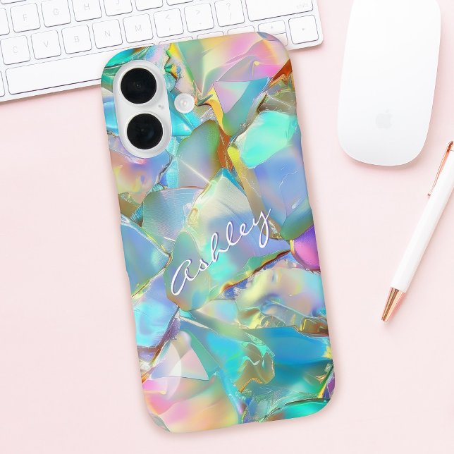 White Script Name on Opal Background Case-Mate iPhone Case (Creator Uploaded)