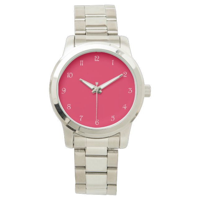 White Script Numbers On Pink wat Watch (Front)