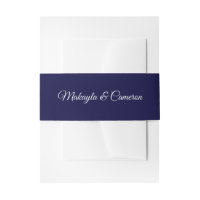 White Script on Navy Blue Elegant Simple Wedding