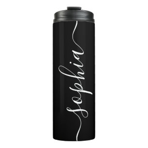 ​White Script Personalizable Name Thermal Tumbler