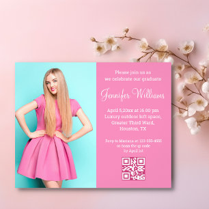 white script qr code photo graduation invitation flyer