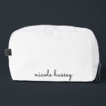 White Script  | Stylish Monogram Modern Dopp Kit<br><div class="desc">A simple stylish custom monogram design in an casual handwritten in striking monochrome black and white. The monogram can easily be personalised to make a design as unique as you are! The perfect trendy gift or accessory for any occasion.</div>