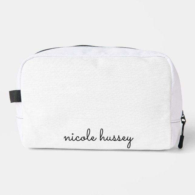 White Script  | Stylish Monogram Modern Dopp Kit (Front)