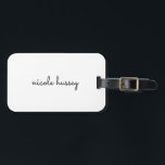 White Script  | Stylish Monogram Modern Minimalist Luggage Tag<br><div class="desc">A simple stylish custom monogram design in an casual handwritten in striking monochrome black and white. The monogram can easily be personalised to make a design as unique as you are! The perfect trendy gift or accessory for any occasion.</div>