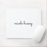 White Script  | Stylish Monogram Modern Minimalist Mouse Pad<br><div class="desc">A simple stylish custom monogram design in an casual handwritten in striking monochrome black and white. The monogram can easily be personalised to make a design as unique as you are! The perfect trendy gift or accessory for any occasion.</div>
