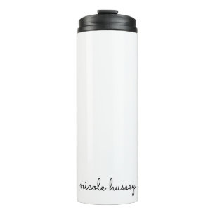White Script Stylish Monogram Modern Minimalist Thermal Tumbler