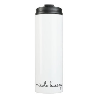 White Script | Stylish Monogram Modern Minimalist Thermal Tumbler