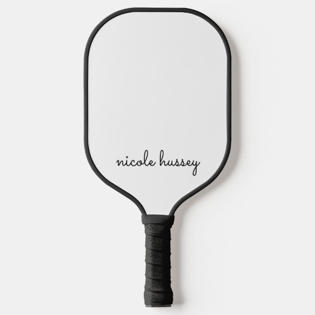 White Script  | Stylish Monogram Modern Pickleball Paddle (Front)