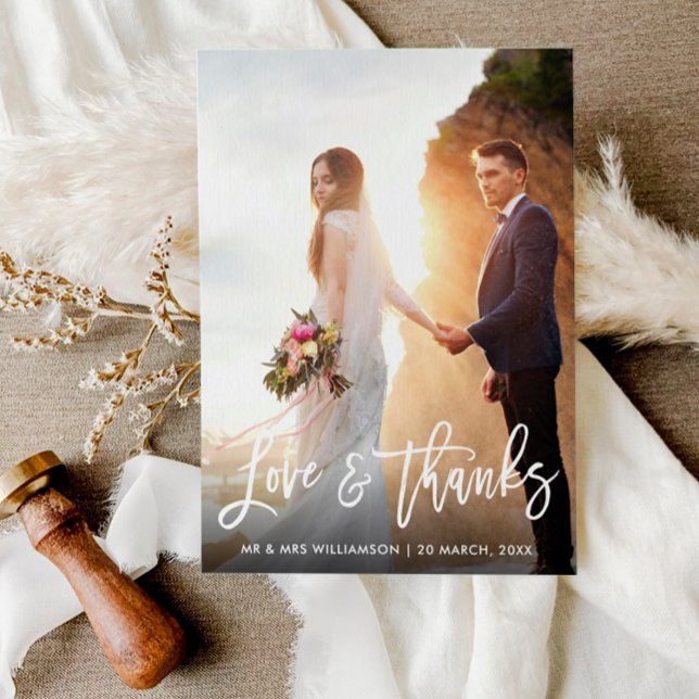 white script wedding thank you photo card (Creator Uploaded)